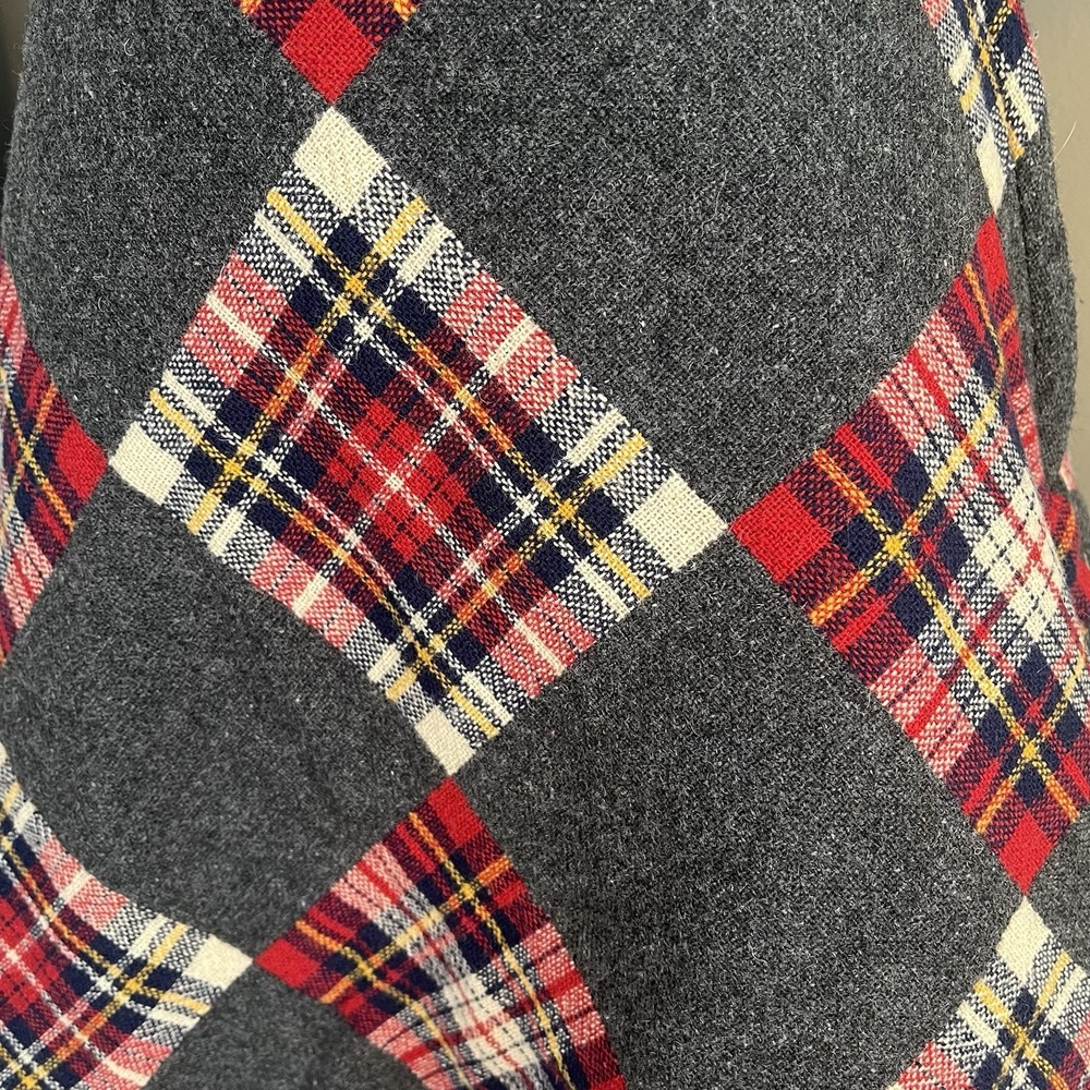 VTG No Appt Necessary Wool Red Gray Tartan Mini Skirt Classic Academia Size 7 - Picture 3 of 8